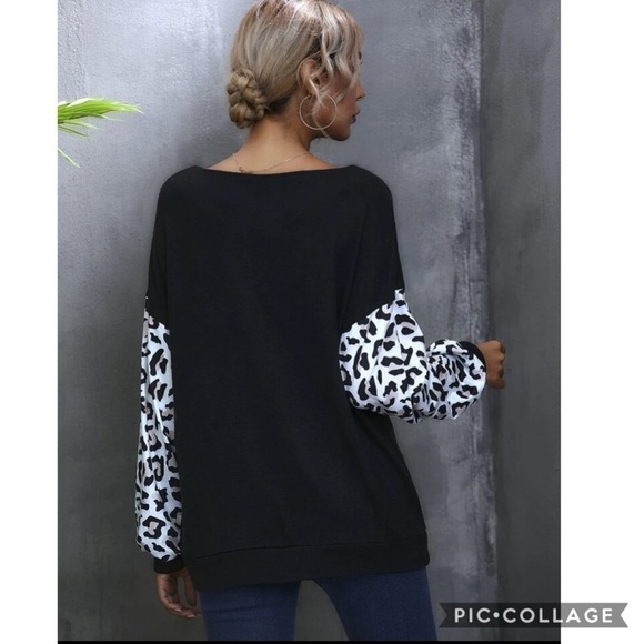 1 Left!! Cute Black Sweater w/Animal Print - Picture 3 of 4